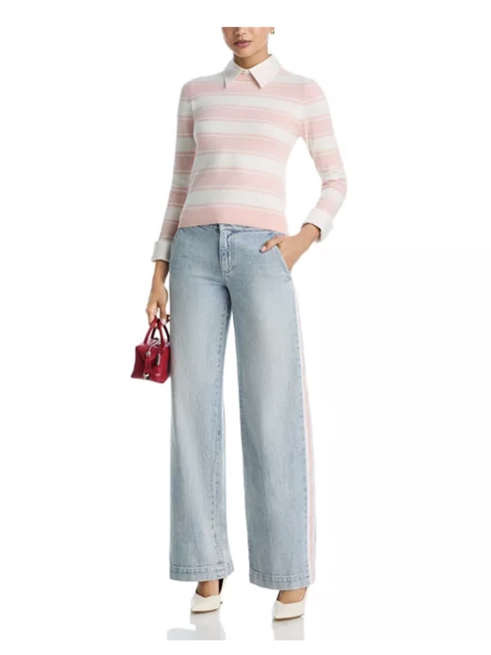 Alice & Olivia mid rise straight jeans with racing stripe